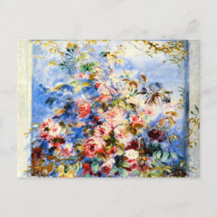 Carte Postale Renoir - Roses dans une fenêtre,
