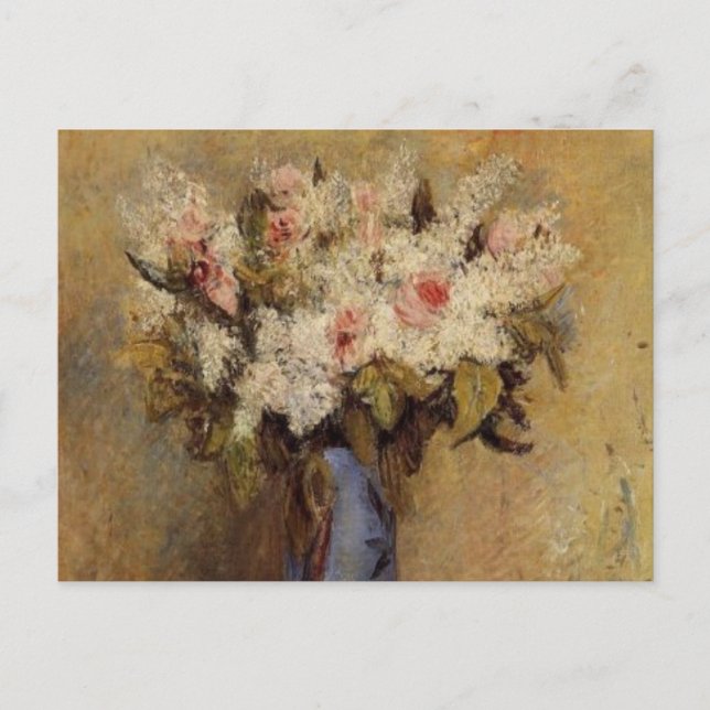 Carte Postale Renoir's A Vase of Lilacs and Rose (Devant)