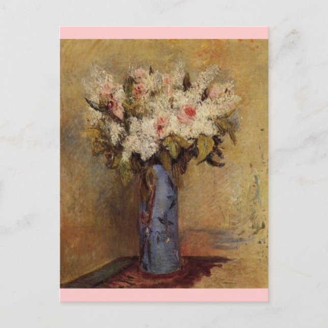 Carte Postale Renoir's A Vase of Lilacs and Rose (Devant)