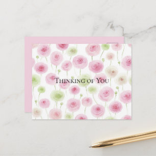 Carte Postale Renoncule Fleurie Menthe Rose
