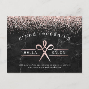Carte Postale Réouverture du Salon de Coiffure Rose Gold avec me