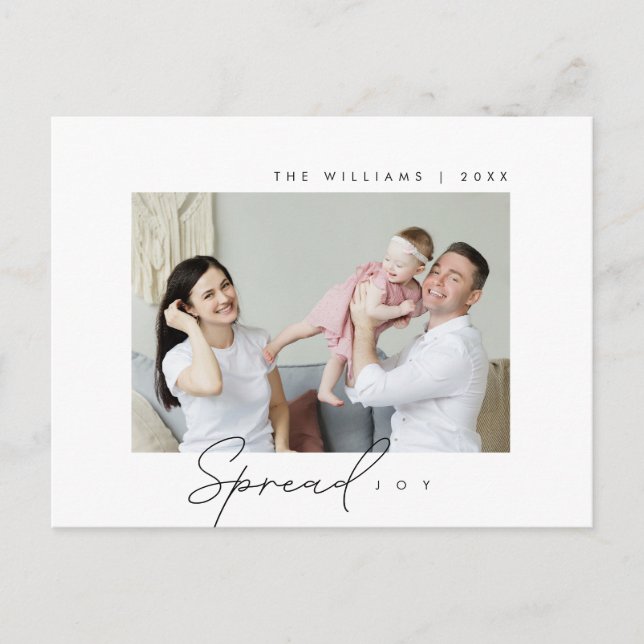 Carte Postale Répandre Joie, Joyeux voeux de Noël, Photo de fami (Devant)