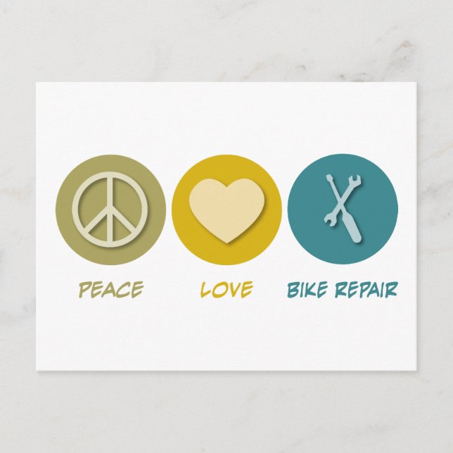 Carte Postale Réparation de vélo Peace Love (Devant)