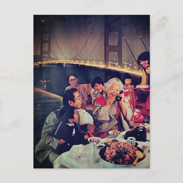 Carte Postale Repas de famille au pont (Devant)