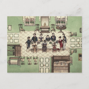 Carte Postale Repas familial d'un journal écrit par Carl