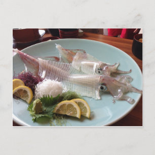 Carte Postale Repas japonais de sashimi de calmar servi déjeuner