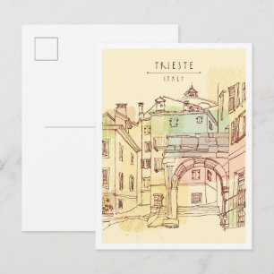 Carte Postale Repère de Trieste Italie dessiné à la main