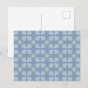 Carte Postale Répétition abstraite florale bleu pastel