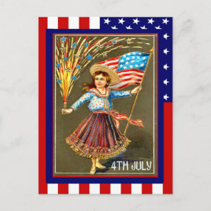 Carte Postale Réplique 4 juillet Vintage, Célébrez avec moi