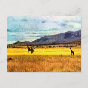 Carte Postale Réplique de la Girafe Vintage sur les steppes de T
