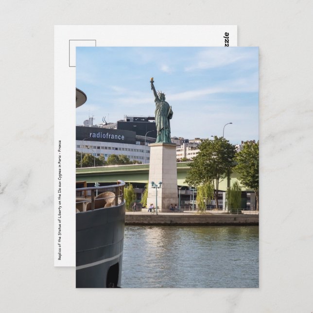 Carte Postale Réplique de la statue de la Liberté - Paris, Franc (Devant / Derrière)