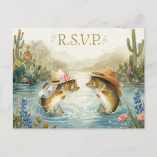 Carte Postale Réponse au carton de mariage Texas Fishing