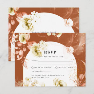 Carte Postale Réponse au Mariage Floral Bohème Mélange Terreux A