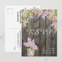 Réponse de mariage aux lilas rustiques avec bois d