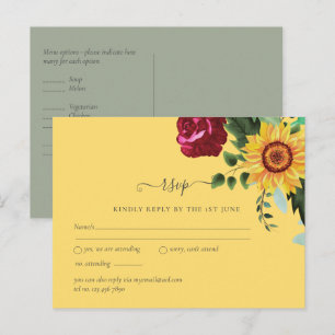 Carte Postale Réponse de mariage aux roses de Bourgogne et tourn
