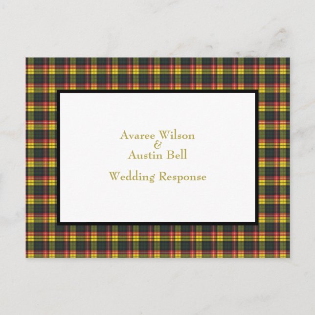 Carte Postale Réponse de mariage Buchanan Tartan  (Devant)