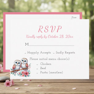 Carte Postale Réponse de mariage de hibou de campagne bohème for