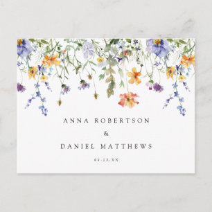 Carte Postale Réponse de mariage de jardin de fleurs sauvages d'