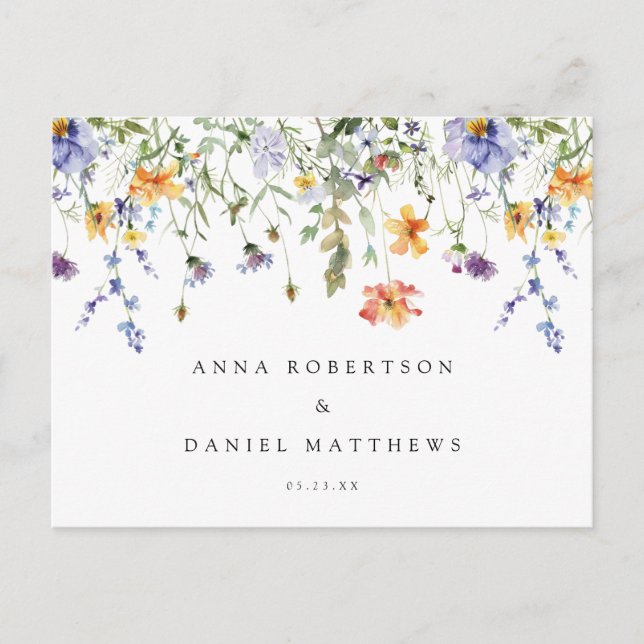 Carte Postale Réponse de mariage de jardin de fleurs sauvages d' (Devant)