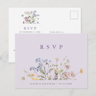 Carte Postale Réponse de mariage Prairie de fleurs sauvages de p