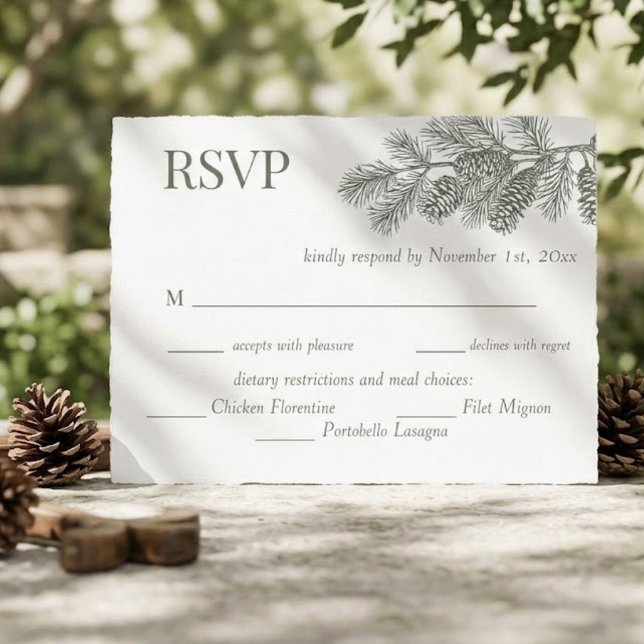 Carte Postale Réponse de RSVP de mariage avec verdure de branche (Créateur téléchargé)