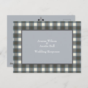 Carte Postale Réponse du Mariage Stewart Blue Tartan