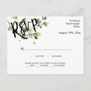 Carte Postale Réponse personnalisée Eucalyptus Green RSVP