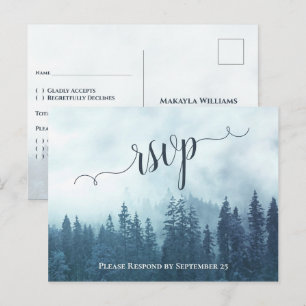 Carte Postale Réponse pour mariage en plein air sous les pins bl