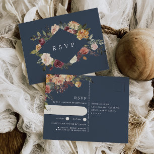 Carte Postale Réponse RSVP pour le choix de repas de mariage flo