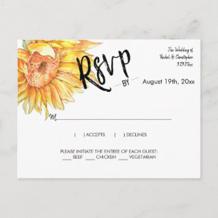 Carte Postale Réponse RSVP pour un élégant mariage d'été avec de