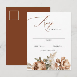 Carte Postale Réponse Rustique Terracotta Pampas Bohème Floral A