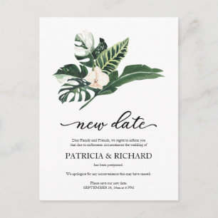Carte Postale Report du mariage floral tropical Nouvelle date