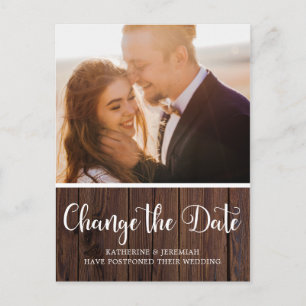 Carte Postale Report Mariage de script de bois rustique