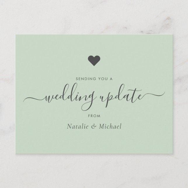 Carte Postale Reporter la mise à jour du Mariage Élégant Script  (Devant)