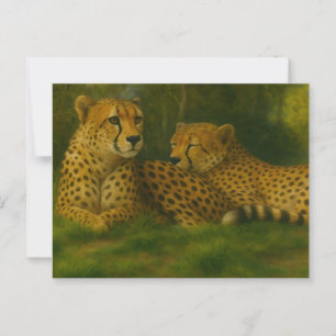 Carte Postale Repose de Cheetah Duo dans le cadre de la forêt