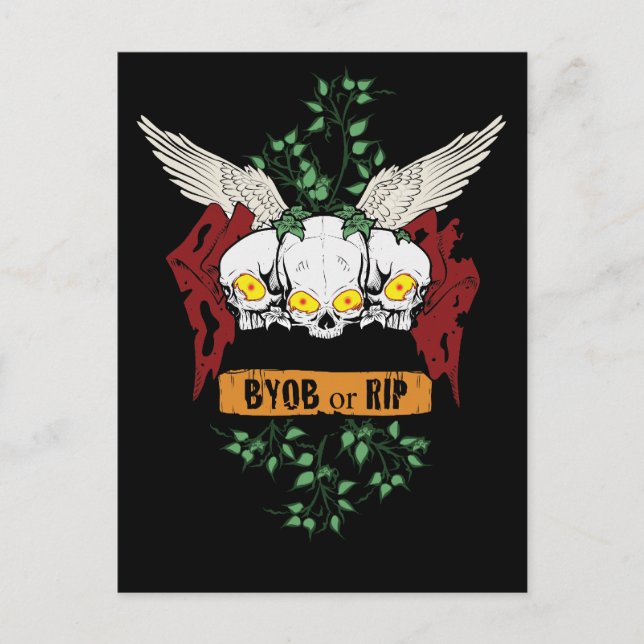 Carte Postale Repose en paix : crânes mal Halloween Invitation a (Devant)