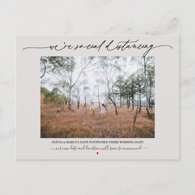 Carte Postale Repostage Mariage Distances Sociales Pale Mauve (Devant)