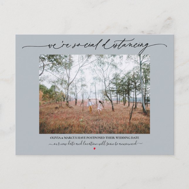 Carte Postale Repostage Mariage Distancing Social Dusty Blue (Devant)