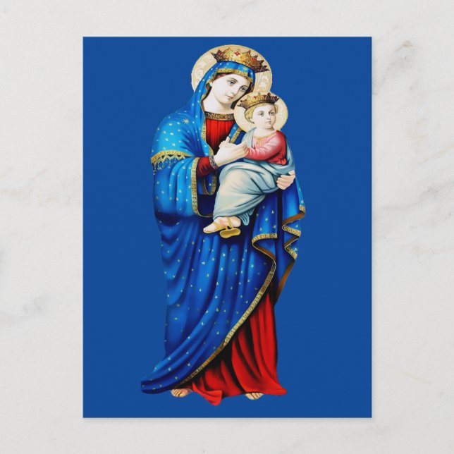 Carte postale représentant la Vierge Marie avec l' (Devant)