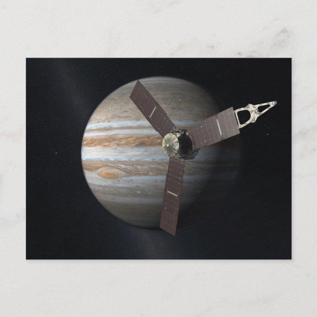 Carte Postale Représentation artistique de JUNO orbiter à Jupite (Devant)