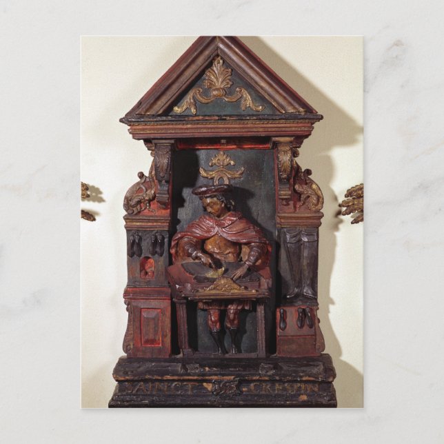 Carte Postale Representation de St Crispin à son établi (Devant)