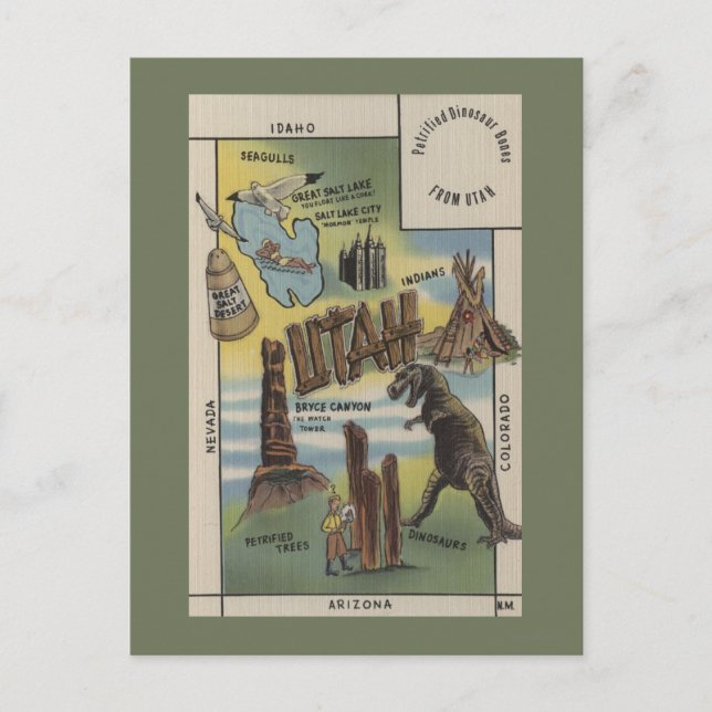 Carte Postale Représentation des sites à voir dans UtahUtah (Devant)