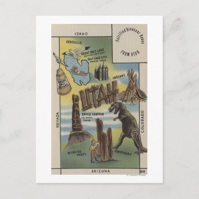 Carte Postale Représentation des sites à voir dans UtahUtah (Devant)