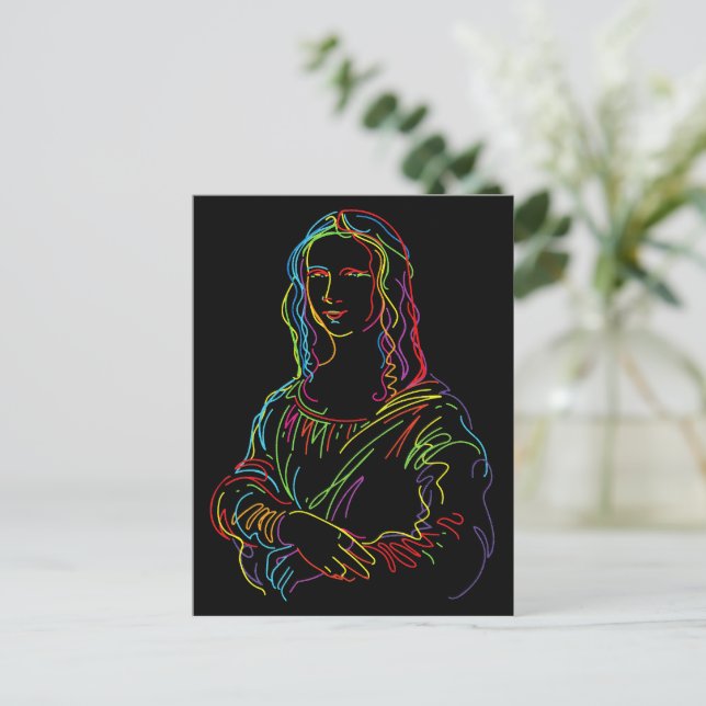 Carte Postale Représentation en lignes abstraites de la Joconde  (Debout devant)