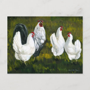 Carte postale Reproduction d'art "poules et coq"