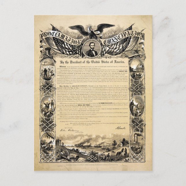 Carte Postale Reproduction de la proclamation d'émancipation (Devant)