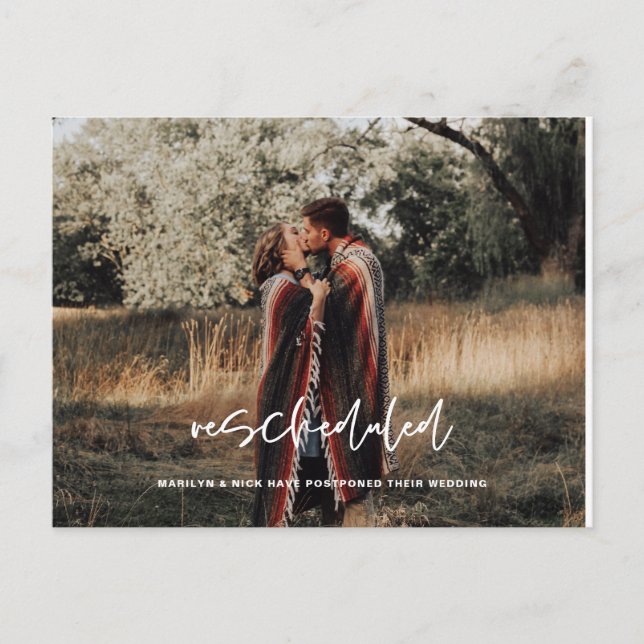 Carte Postale Reprogrammé, photo Mariage, changement de date (Devant)