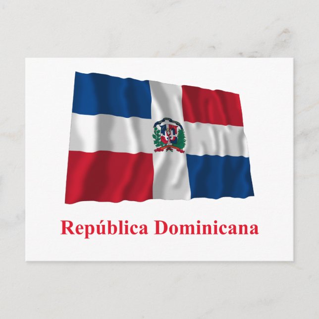 Carte Postale République Dominicaine Drapeau avec nom en espagno (Devant)