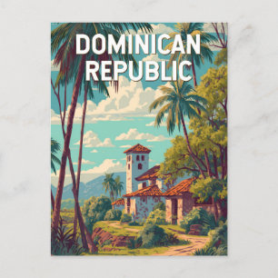 Carte Postale République Dominicaine Illustration Voyage Art Vin