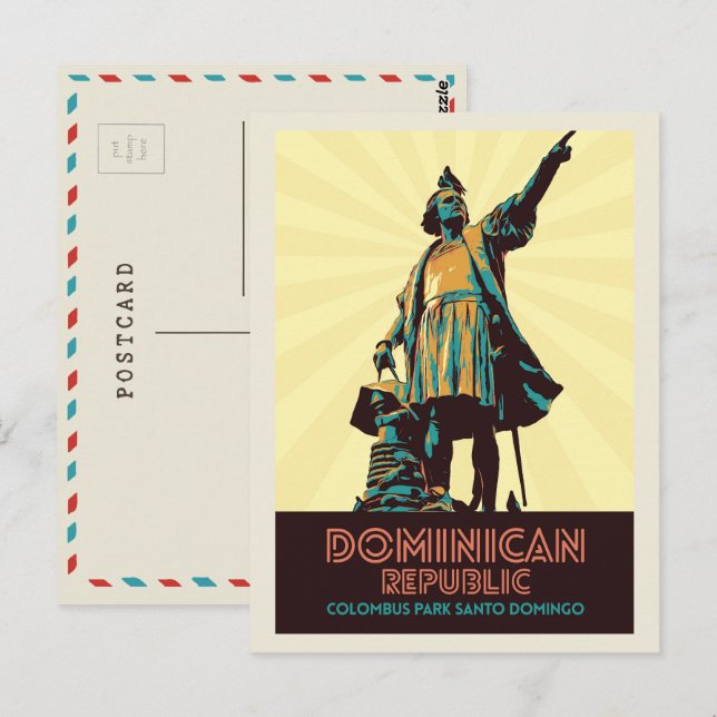Carte Postale République Dominicaine, Statue de Colombus, Pos de (Devant / Derrière)